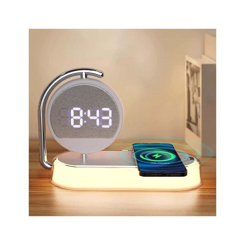 3 in 1 Night Light Alarm Clock, 3 Ways Dimmable Touch Table Lamp with 15 Wireless Charger, LED Digital Alarm Clock