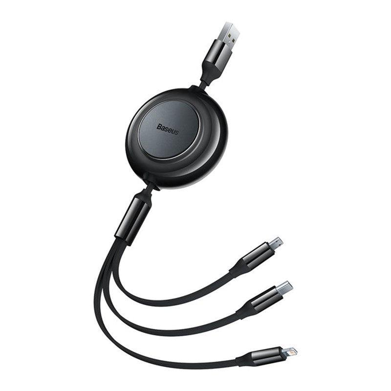 Baseus 100 Watts 3 in 1 Rectractable Cable - Black