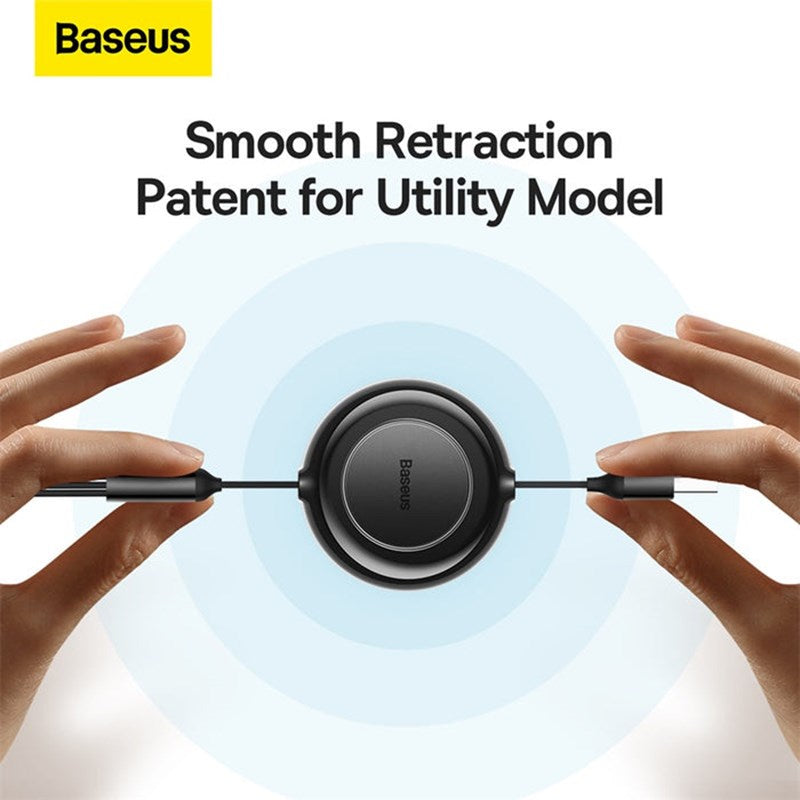Baseus 100 Watts 3 in 1 Rectractable Cable - Black