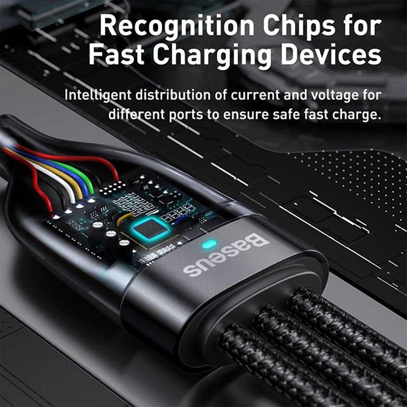 Baseus Flash Series Two For Three Charging Cable U+C to M+L+C 100 Watts