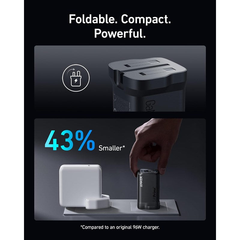 Anker Prime Charger (100 Watts, 3 Ports, GaN), Silver