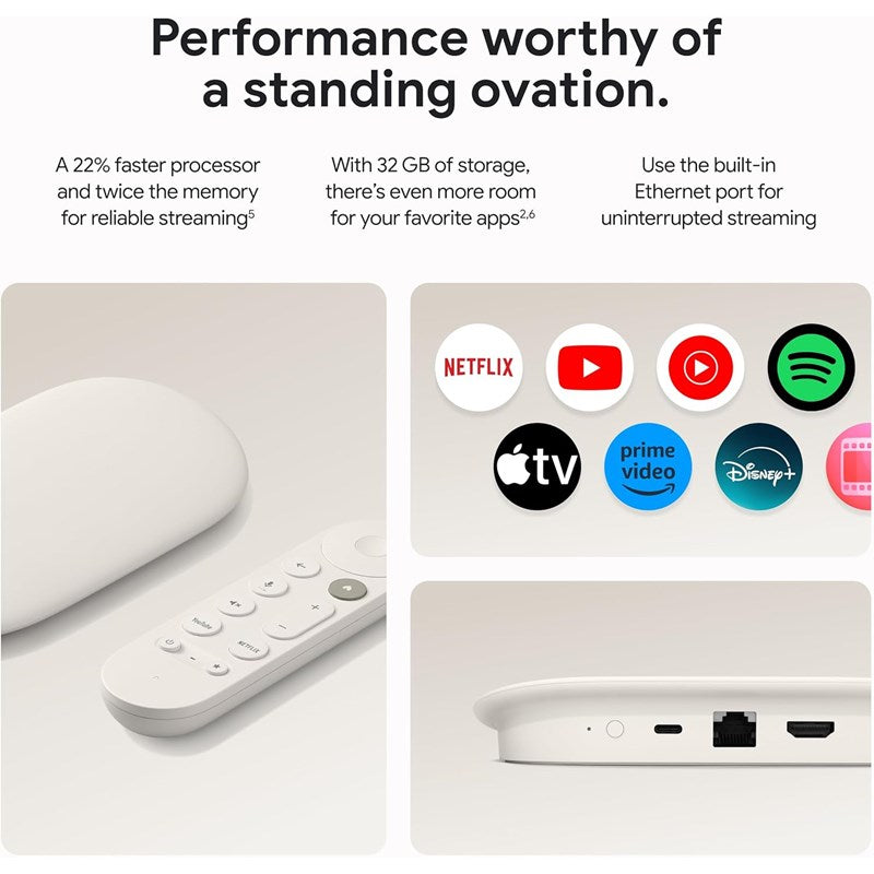 Google GA05662-US 4K HDR 32 GB TV Streamer With Smart Home Control - Porcelain