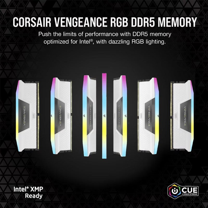 Corsair Vengeance RGB 32 GB (2x16 GB) DDR5 6400MT/s CL36 RAM Memory Kit - White