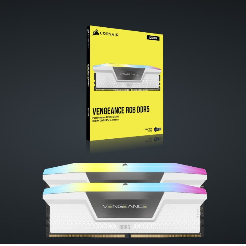 Corsair Vengeance RGB 32 GB (2x16 GB) DDR5 6400MT/s CL36 RAM Memory Kit - White