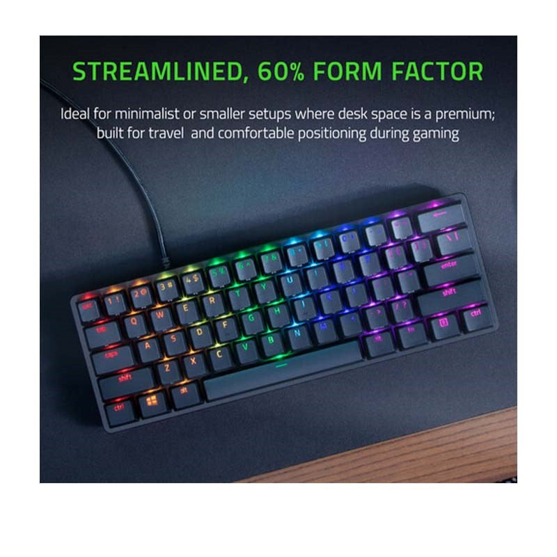 Razer Huntsman Mini 60% Gaming Keyboard, Clicky Optical Purple Switch, (US Layout)
