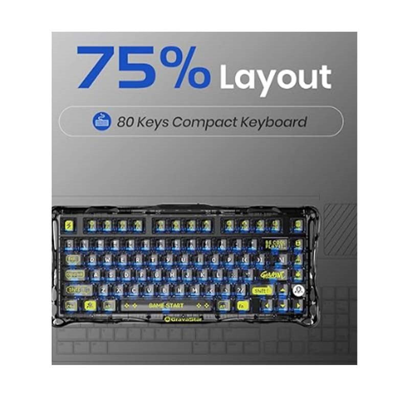 GravaStar Mercury K1 Lite 75% Wireless Mechanical Gaming Keyboard - Black