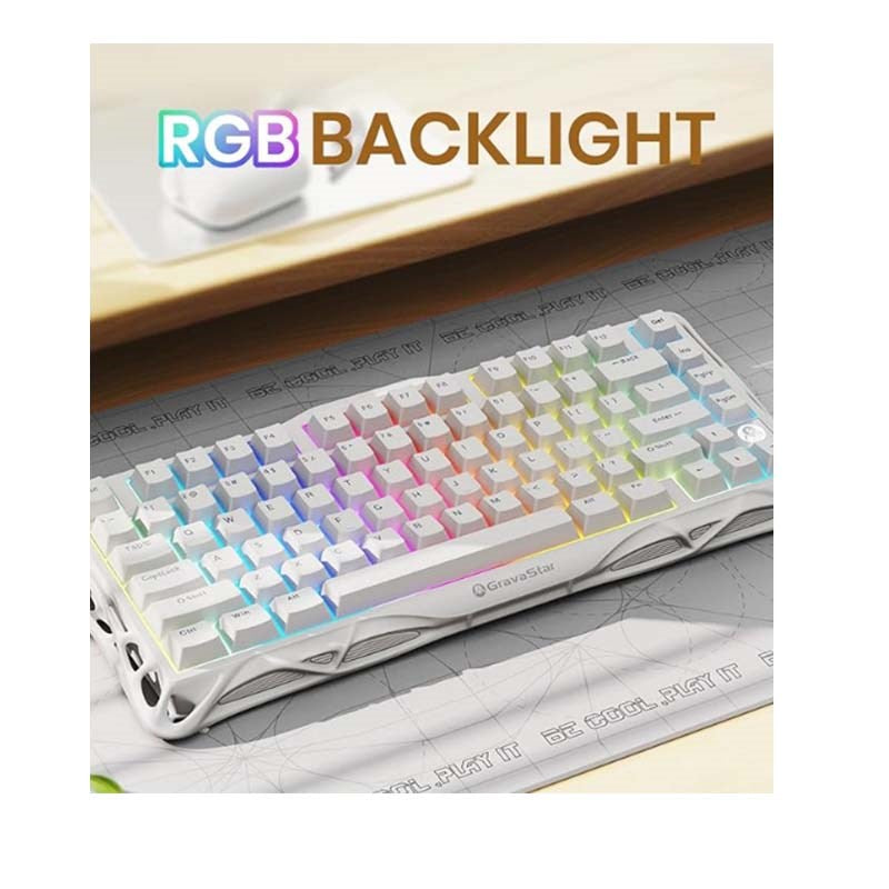 GravaStar Mercury K1 Lite 75% Wireless Mechanical Gaming Keyboard - White