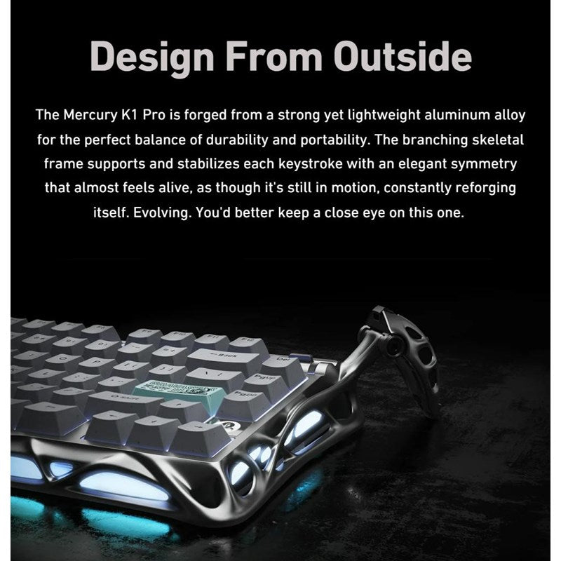 GravaStar Mercury K1 Pro 75% Wireless Mechanical Gaming Keyboard - Concrete Grey