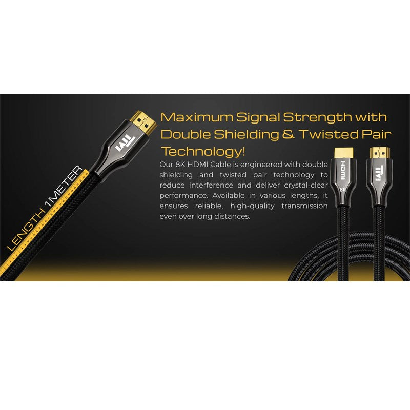 Twisted Minds Zinc Alloy 8K HDMI Cable Braided Custom Resolution 8K/60Hz, 4K/120Hz/60Hz, Bandwidth 48Gbps - 1 M
