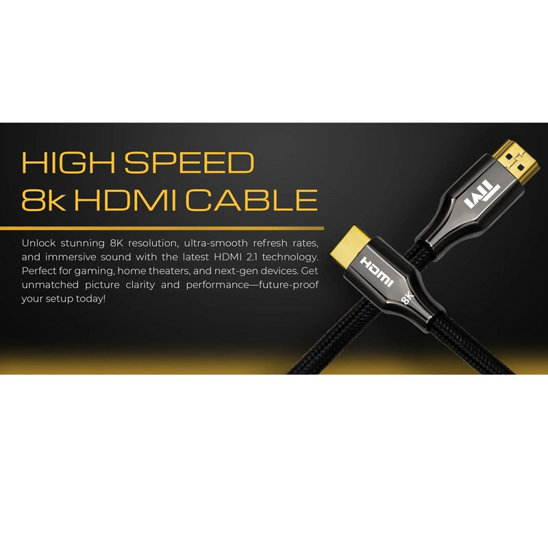 Twisted Minds Zinc Alloy 8K HDMI Cable Braided Custom 8K/60Hz, 4K/120Hz/60Hz, Bandwidth 48Gbps - 5 M