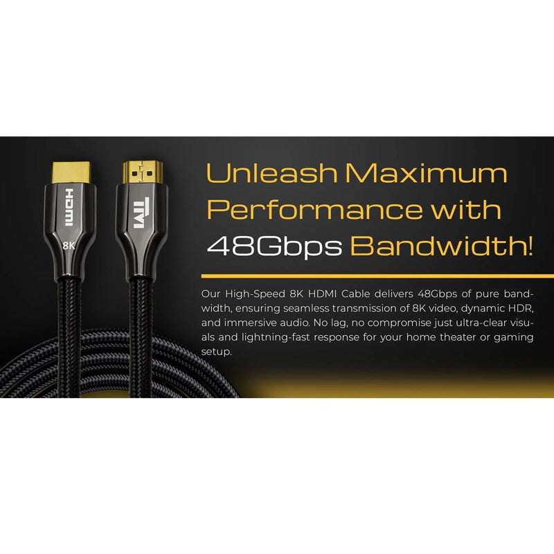 Twisted Minds Zinc Alloy 8K HDMI Cable Braided Custom 8K/60Hz, 4K/120Hz/60Hz, Bandwidth 48Gbps - 5 M