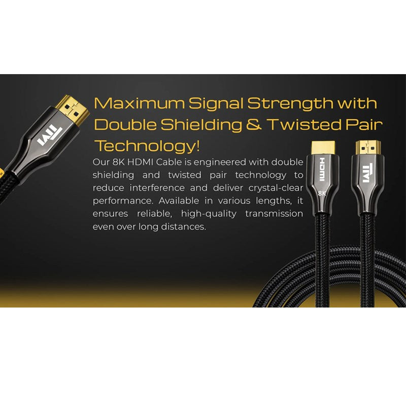 Twisted Minds Zinc Alloy 8K HDMI Cable Braided Custom 8K/60Hz, 4K/120Hz/60Hz, Bandwidth 48Gbps - 5 M