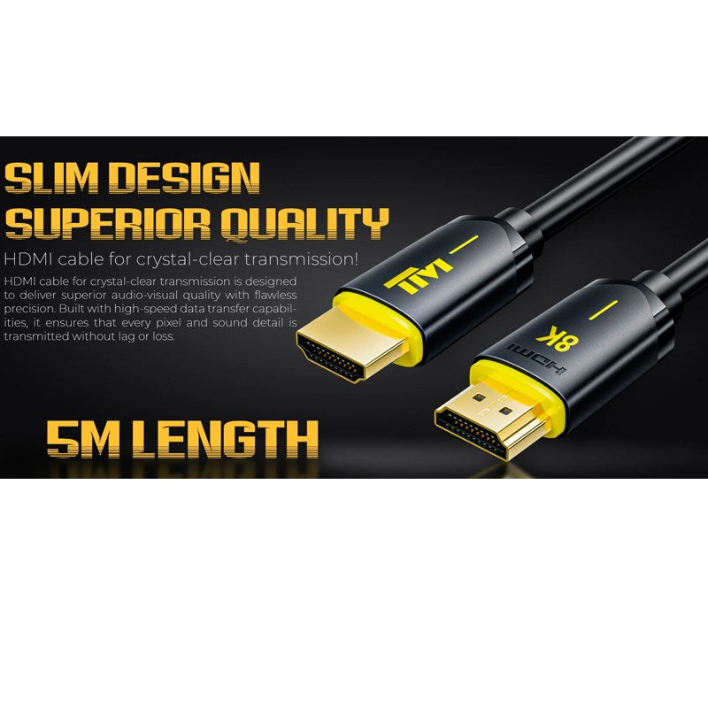 Twisted Minds 8K HDMI 2.1 Cable Earc, VRR, HDR+, 3D, HDCP 2.3/2.2 Supported - 5 M