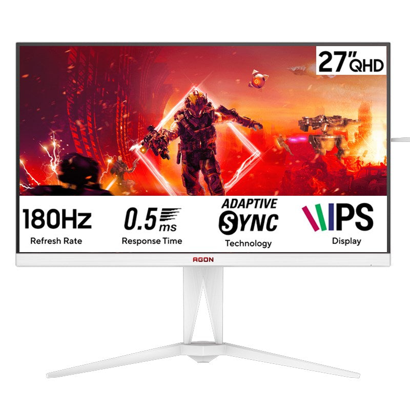 ايه او سي شاشة الألعاب أجون برو AG275QXW مقاس 27 بوصة بدقة QHD سريعة IPS، بمعدل تحديث 180 هرتز، ووقت استجابة 1 مللي ثانية - أبيض