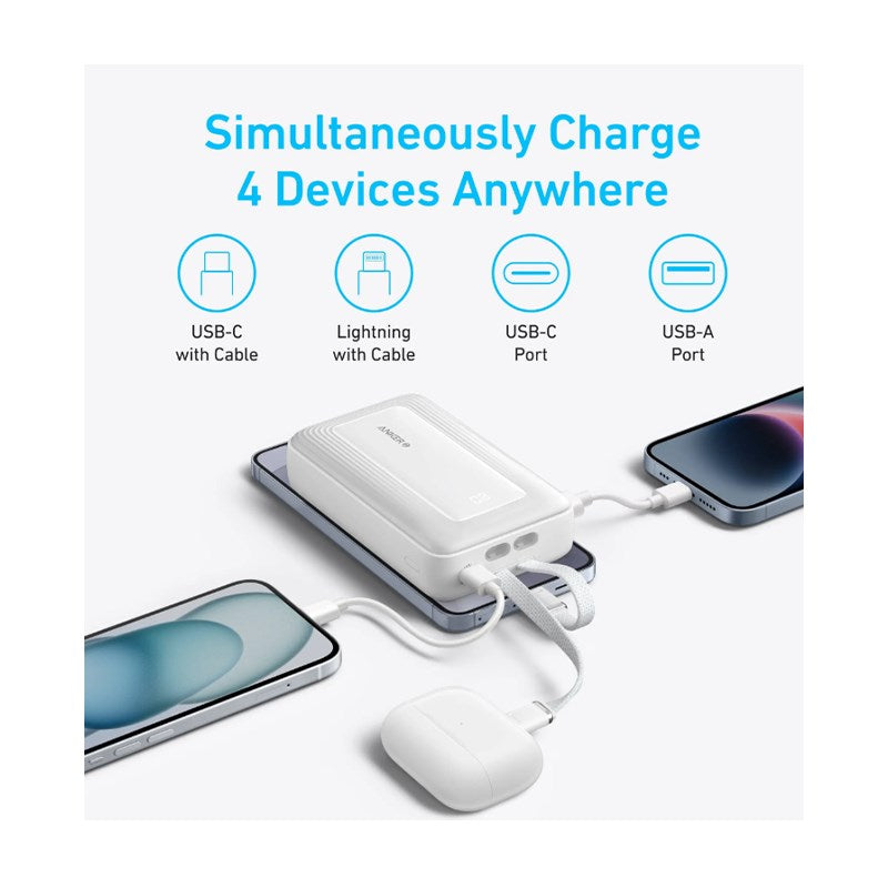Anker Zolo Power Bank (20 K, 30 Watts, Built-In USB-C and Lightning Cable) - Black