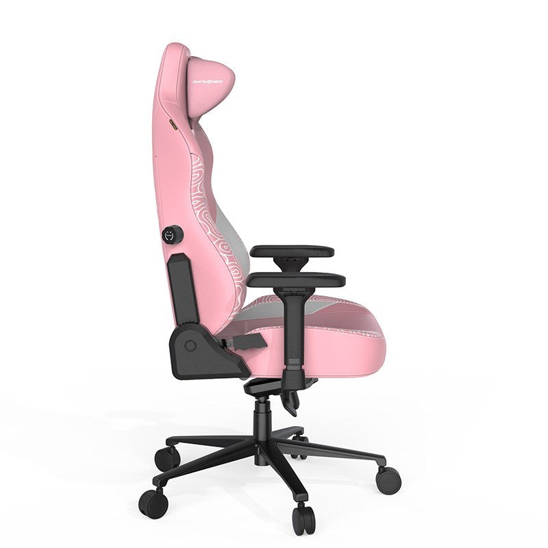 DXRacer Craft Pro Hallo Cat Gaming Chair - Pink with GAMEON 3in1 L-Shaped Slayer II XL Series Gaming Desk - Black