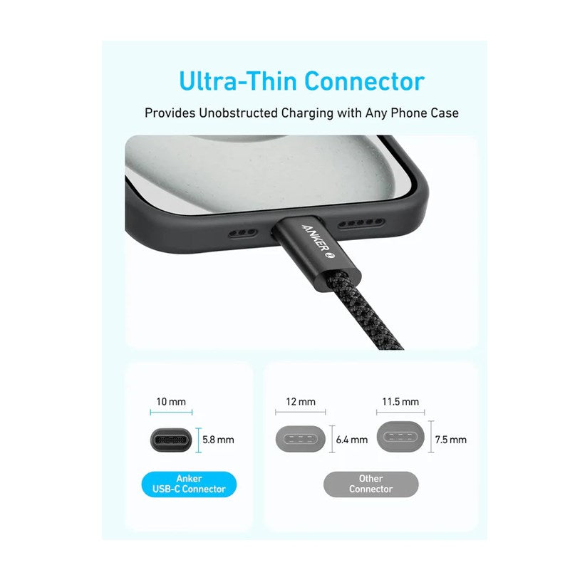 Anker Zolo USB-C to USB-C Cable 240 W Braided (1.8 M/6 ft) - Black