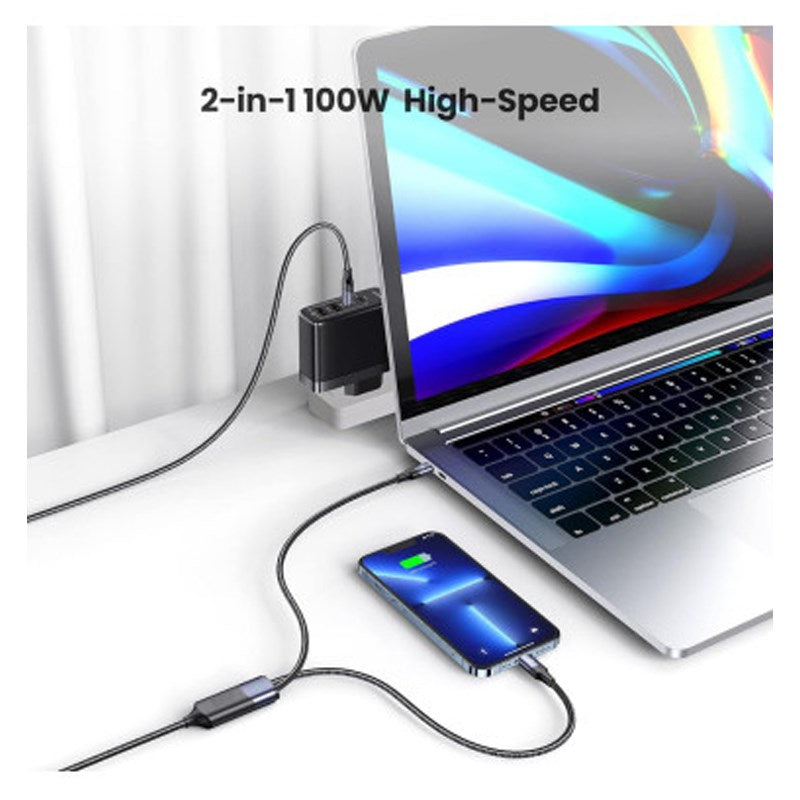 Go-Des 2 in 1 Cable , Type-C to Type-C (60W) , Type-C to Lightning (27W)