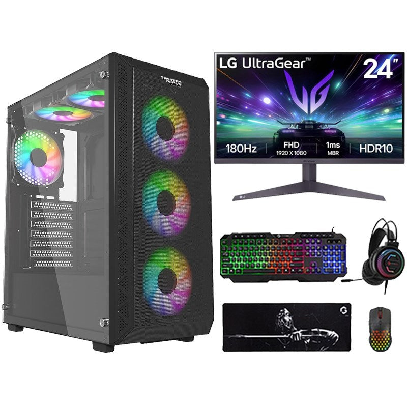 i5 GAMING PC, i5-12400F, RTX 3050 6GB, Windows 11 PRO with LG Gaming Monitor and 4in1 Gaming Kit