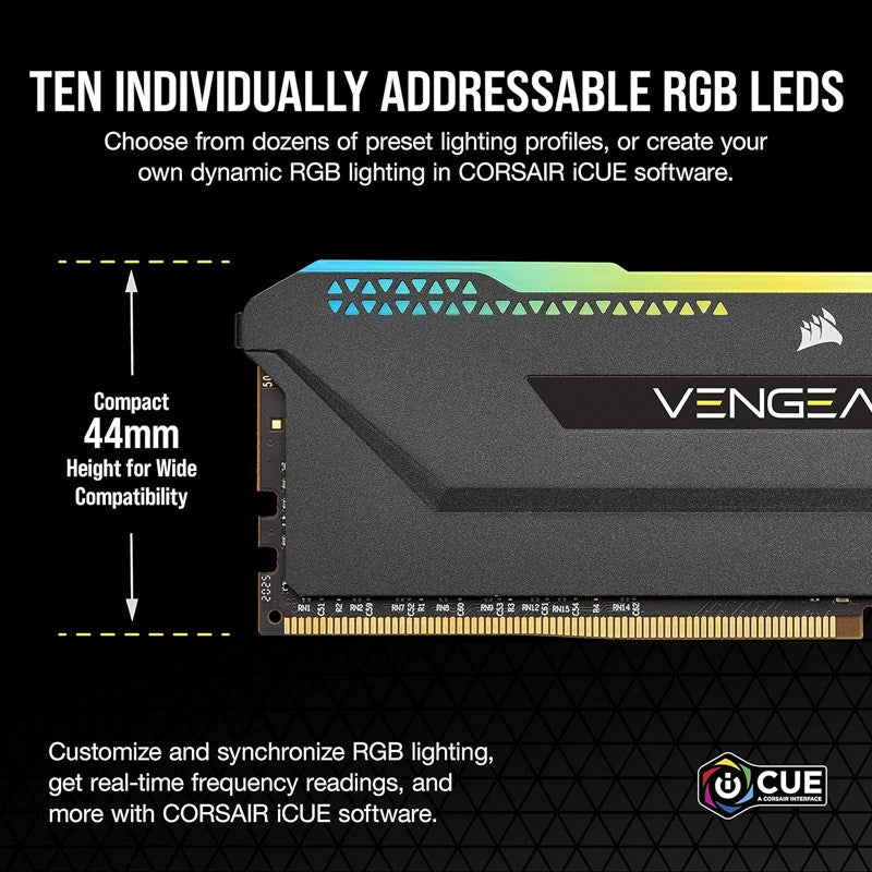 Corsair VENGEANCE RGB PRO SL 32GB (2x16GB) DDR4 DRAM 3600MHz C18 RAM Memory Kit - Black