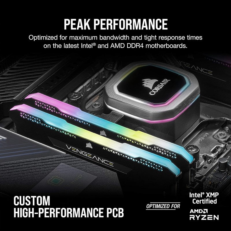 Corsair VENGEANCE RGB PRO SL 32GB (2x16GB) DDR4 DRAM 3600MHz C18 RAM Memory Kit - Black