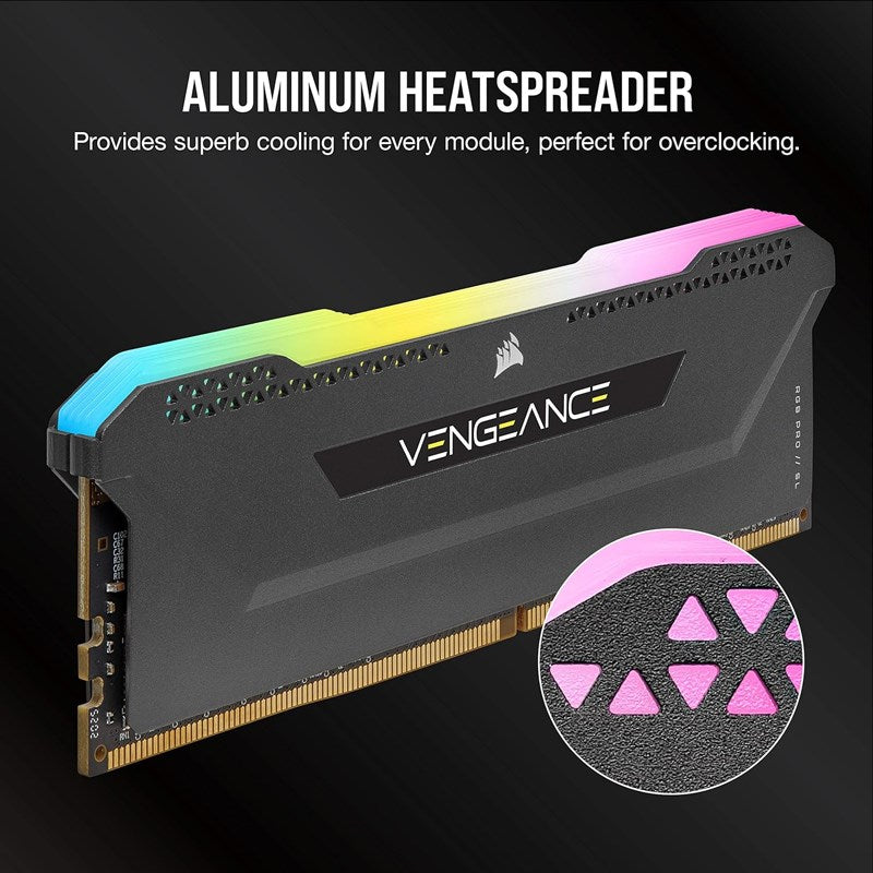 Corsair VENGEANCE RGB PRO SL 32GB (2x16GB) DDR4 DRAM 3600MHz C18 RAM Memory Kit - Black
