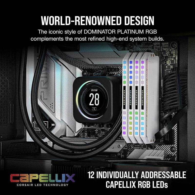 Corsair DOMINATOR PLATINUM RGB 64GB (2x32GB) DDR5 DRAM 5600MT/s CL40 RAM Memory Kit - White