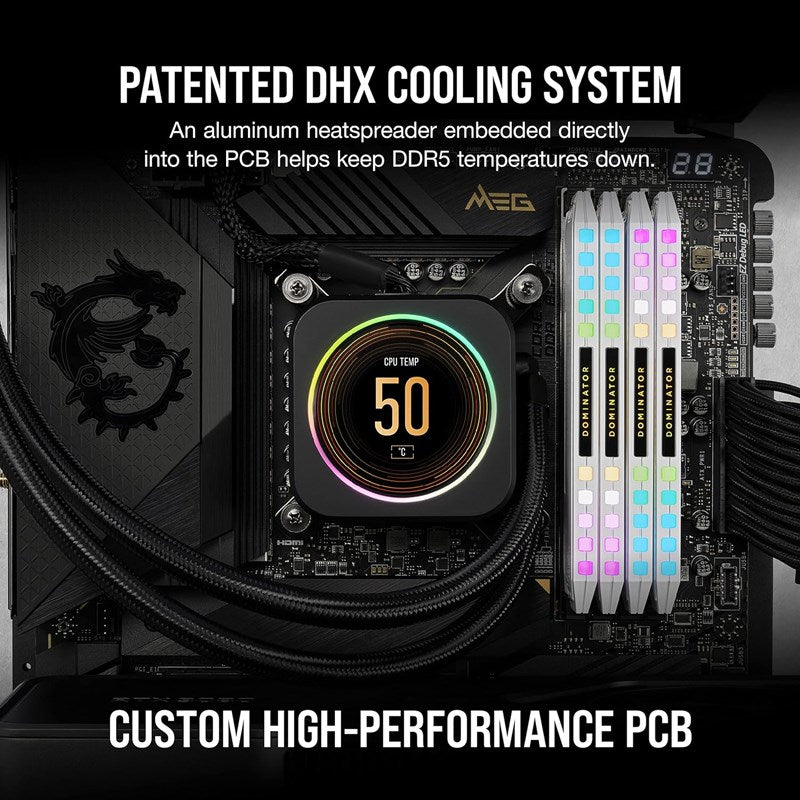 Corsair DOMINATOR PLATINUM RGB 64GB (2x32GB) DDR5 DRAM 5600MT/s CL40 RAM Memory Kit - White