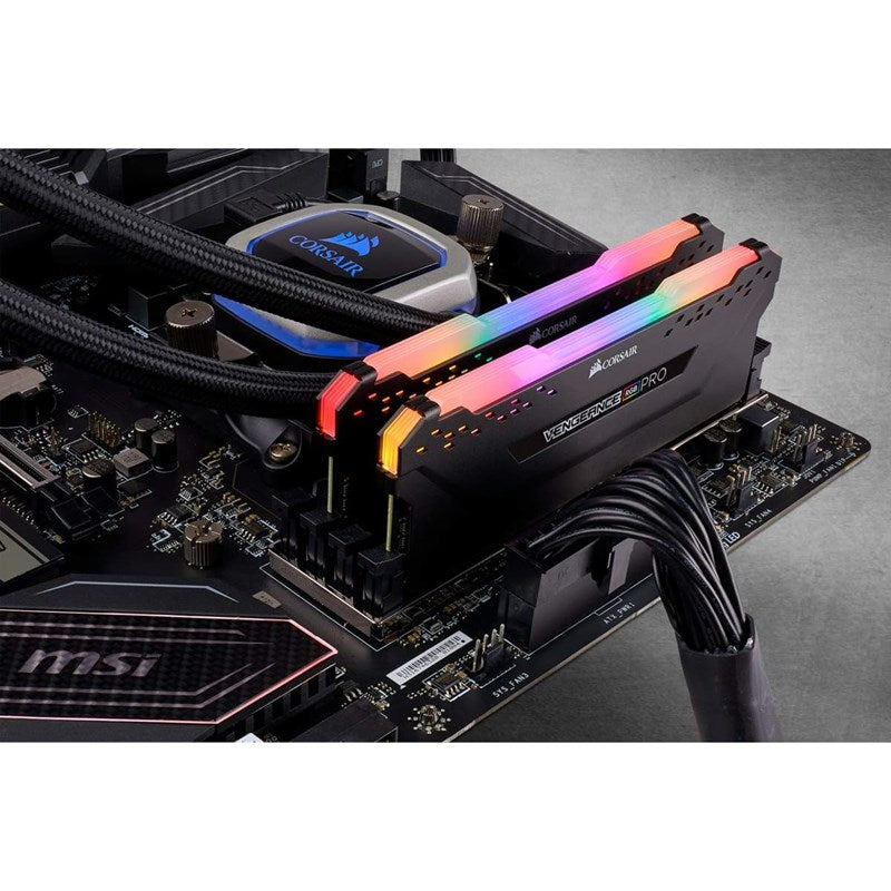 Corsair VENGEANCE RGB PRO 64GB (2 x 32GB) DDR4 DRAM 3200MHz C16 RAM Memory Kit - Black