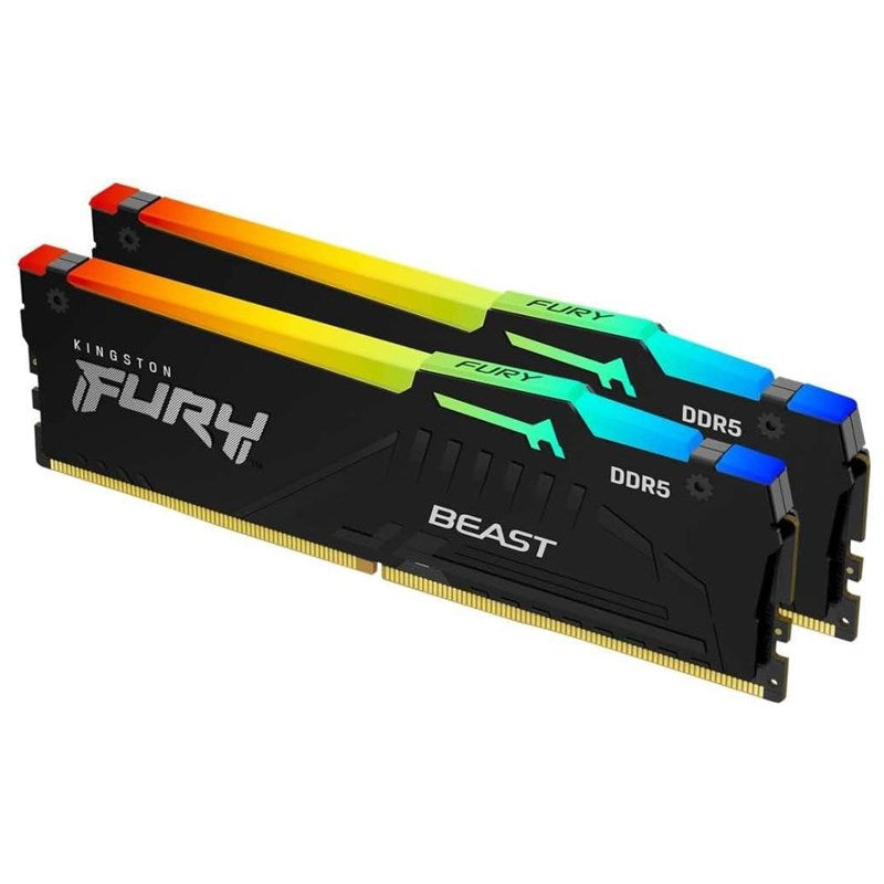 Kingston FURY Beast RGB 16GB (8GBx2) DDR5 5600MHz RAM Memory Kit - Black