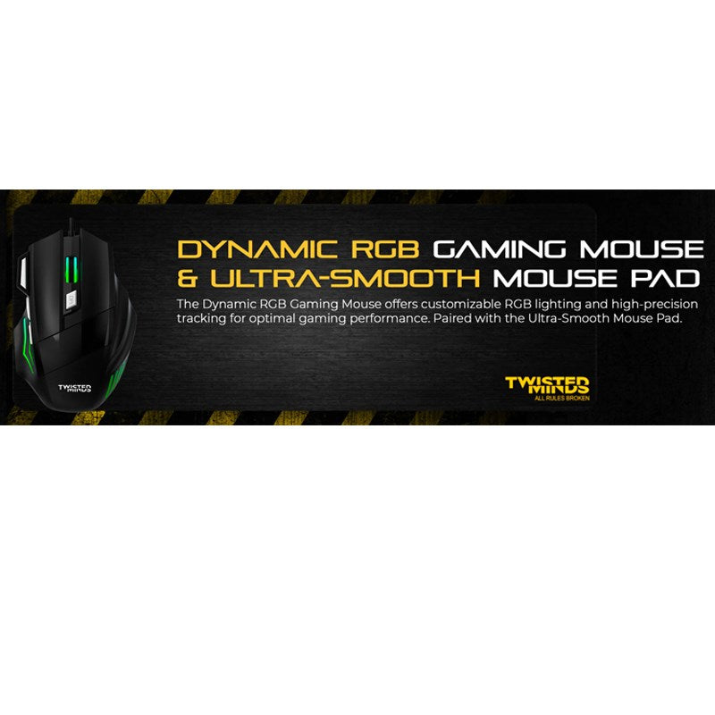 Twisted Minds 4in1 Gaming Bundle, Wired Keyboard DPI Adjustable Mouse, Rainbow Static Headset, Mouse Pad