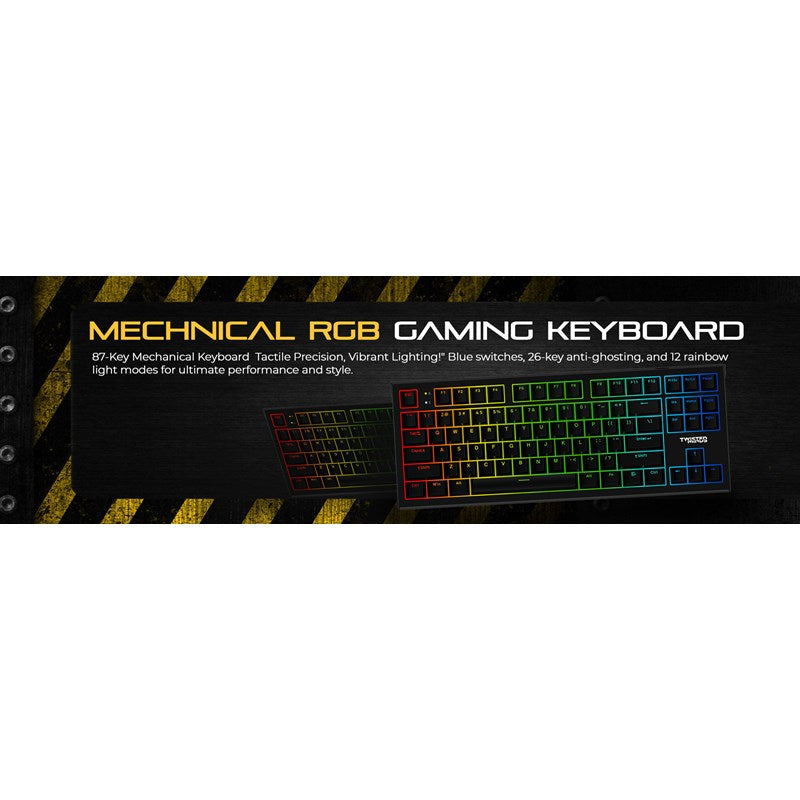 Twisted Minds 4in1 Gaming Bundle, Wired Keyboard, Rainbow Static Headset LED, Multi-Media Keys Keyboard and Mouse Pad