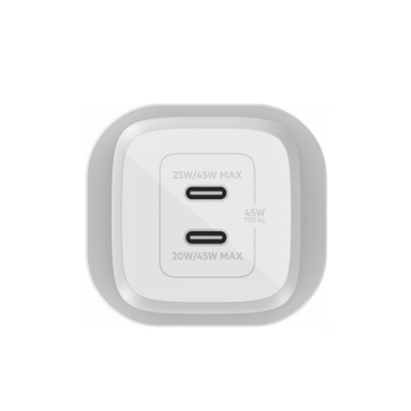 Belkin BoostCharge Pro Dual USB-C GaN Wall Charger with PPS 65W + USB-C to USB-C Cable, Fast Charging Power Delivery 3.0 with GaN Technology, for Apple / Galaxy / Pixel, White | WCH013my2MWH-B6