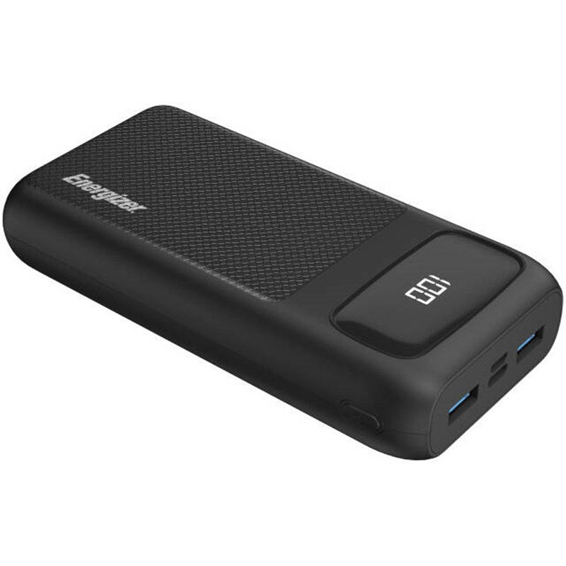 Energizer Ultimate 20000 mAh Power Bank, 22.5W, Triple Output, with Power Delivery 20W USB-C Output and Fast Charge, Dual Input, LCD Indicator, Black