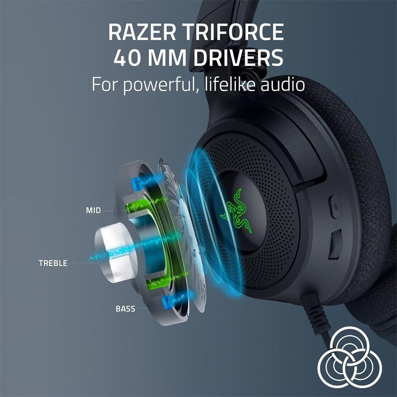 Razer Kraken V4 X Wired USB-C Gaming Headset for PC, PS5, Switch, Mobile - Black