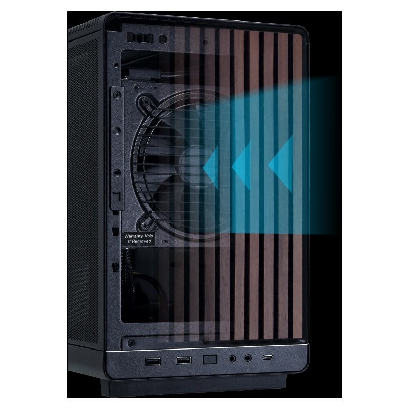 LIAN LI A3 DAN Micro ATX Gaming PC Case - Black/Wooden Panel