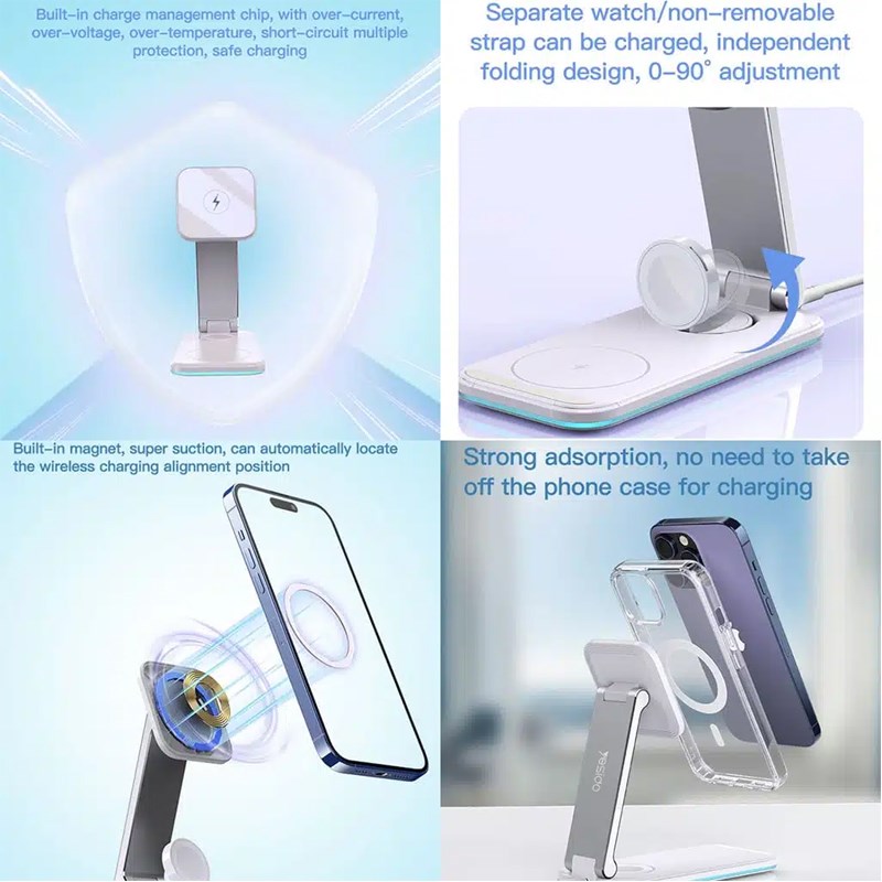 Yesido DS17, 3 in 1 Foldable Wireless Charger