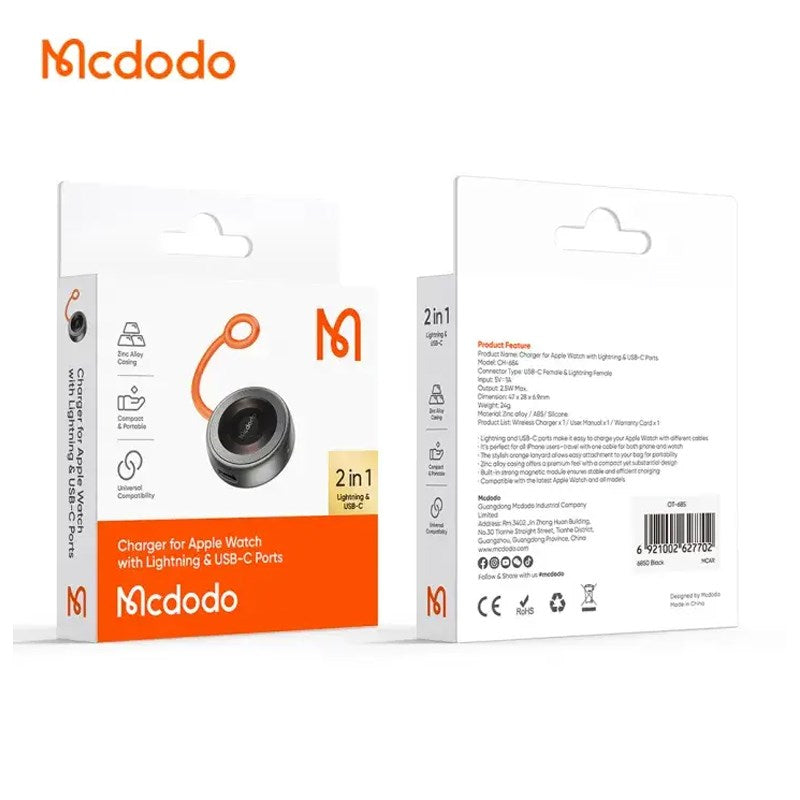 Mcdodo CH-684 Charger for Apple Watch with Lightning and USB-C Port