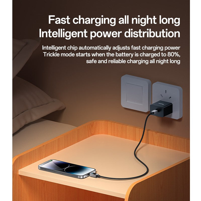 Yesido CA180, 27W, Type C to Lightning Cable with Digital Display - 1.2 M