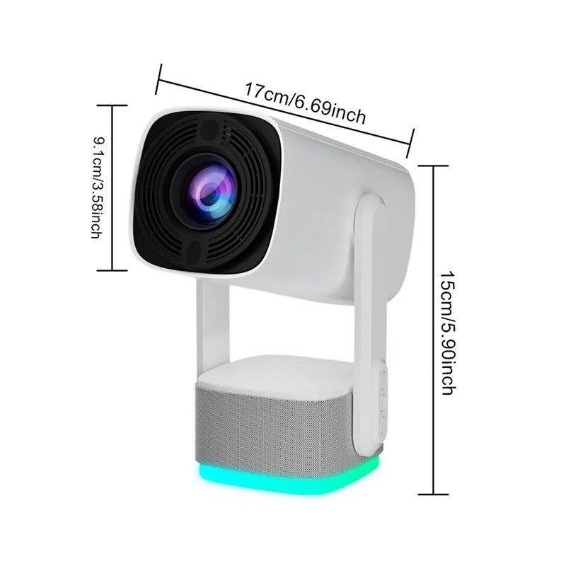 SOLANGE Portable Rechargeable 4K HD Pan Tilt Lamp Projector
