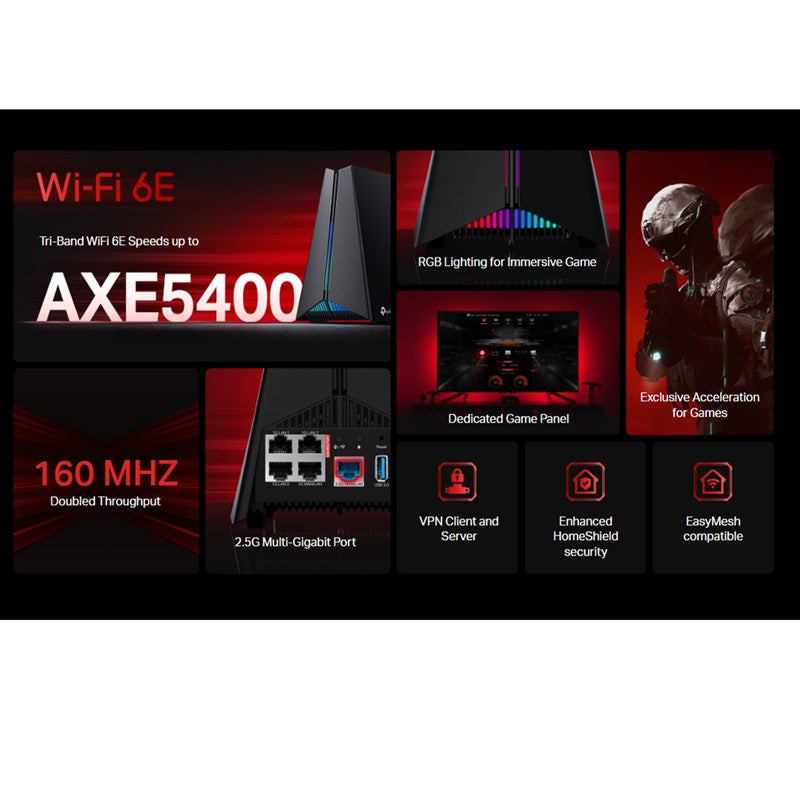 TP-Link Archer GXE75 AXE5400 Tri-Band Wi-Fi 6E Gaming Router