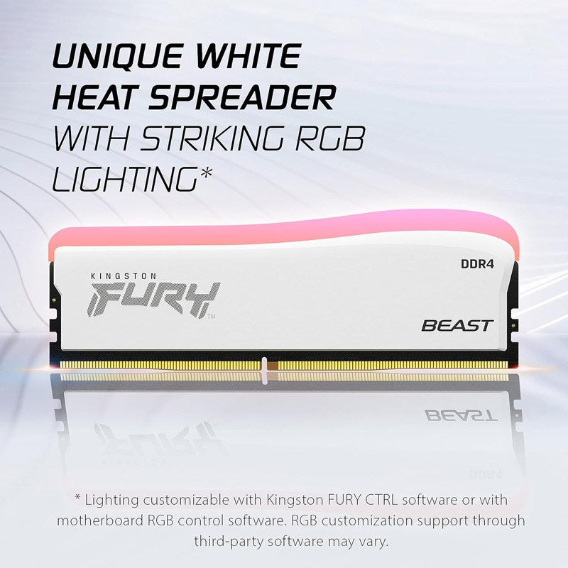 Kingston FURY Beast RGB Special Edition 16GB (8GB x2) DDR4 3200MHz RAM Memory Kit - White