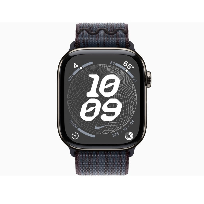 Apple Watch Series 10 46mm Titanium Natural with Black/Blue Nike Sport Loop (GPS + Cellular)