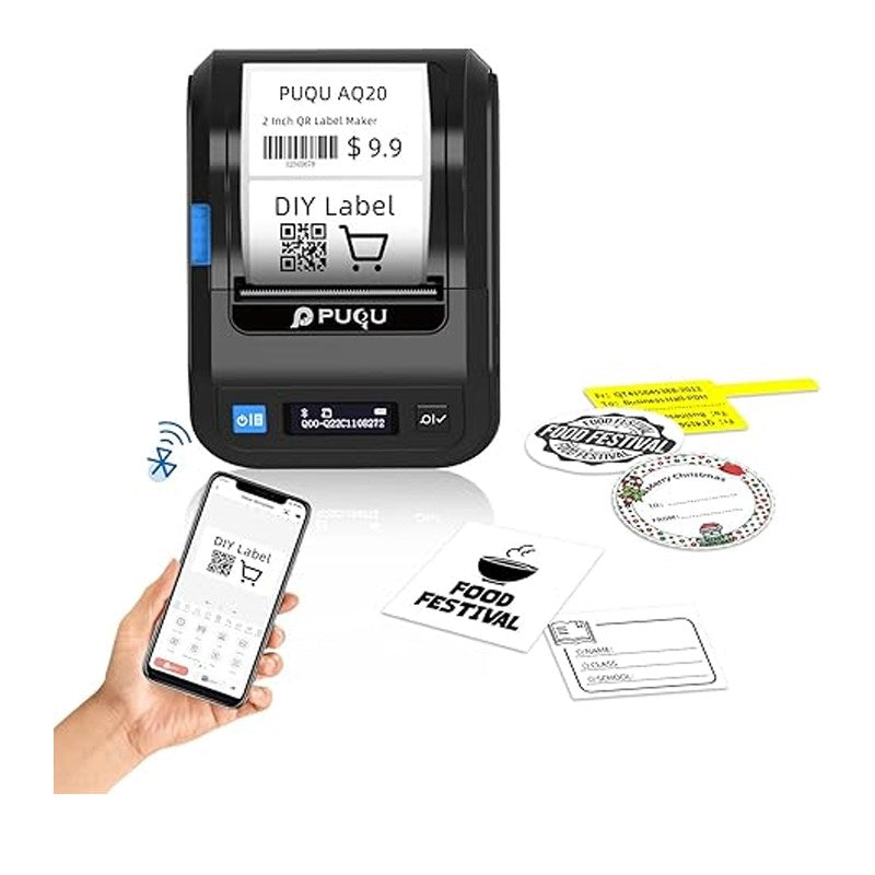 PUQU AQ20 Label Maker , Mini Portable Bluetooth Thermal Labeler Printer