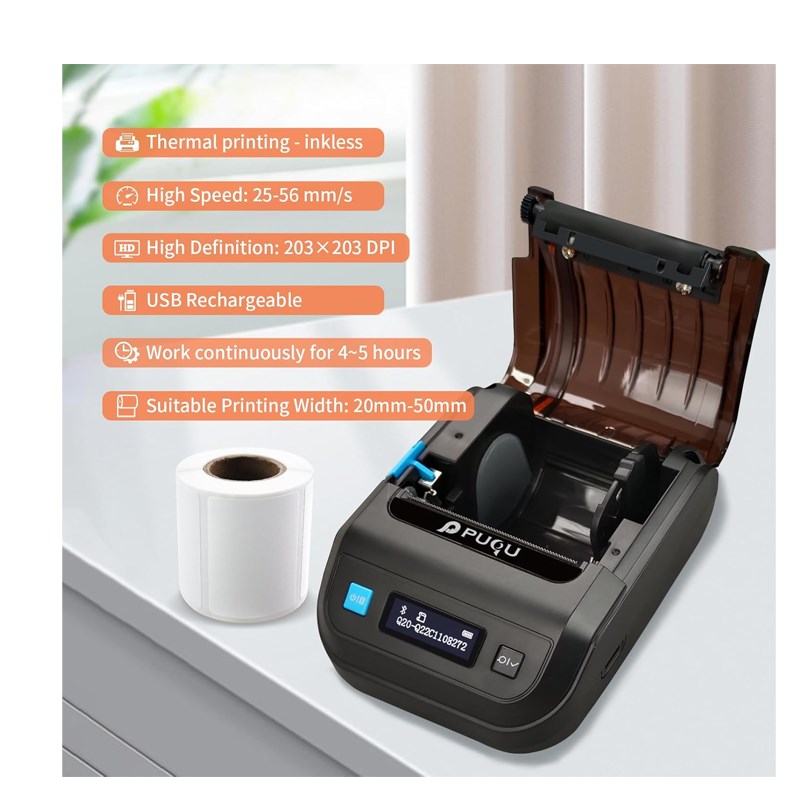 PUQU AQ20 Label Maker , Mini Portable Bluetooth Thermal Labeler Printer