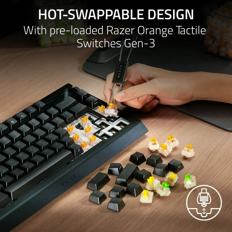 Razer BlackWidow V4 Pro 75% Wireless Hot-swappable RGB Gaming Keyboard (US Layout) - Black