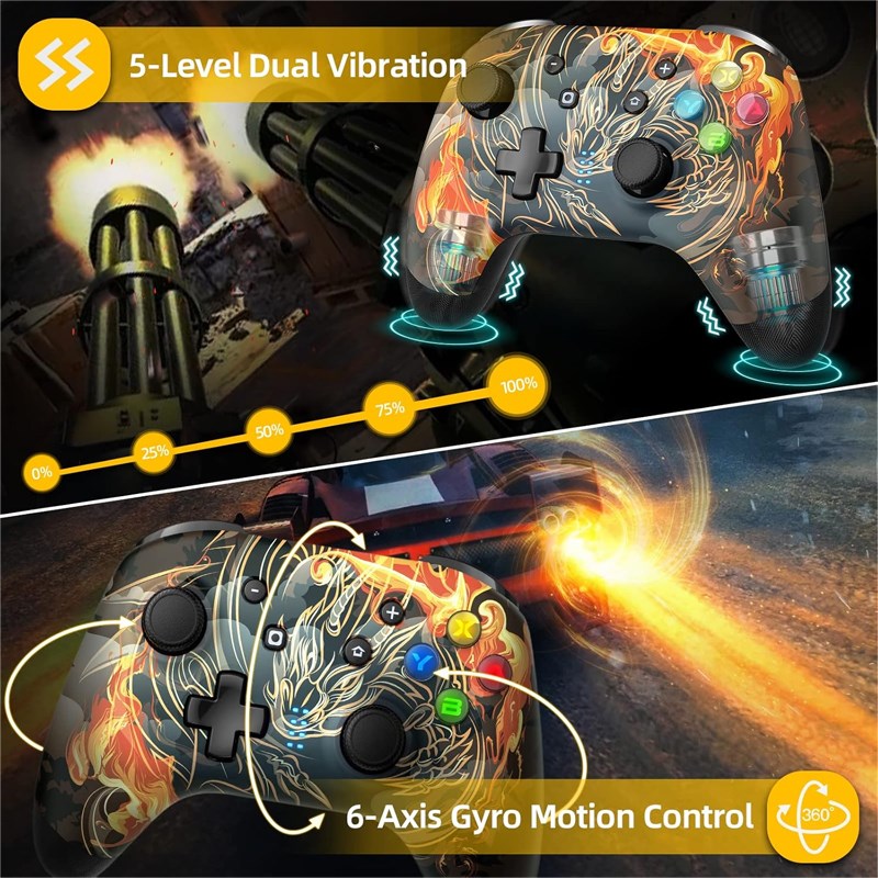 Access 9124 Wireless RGB Gaming Controller for PC, Phone, Switch - Dragon