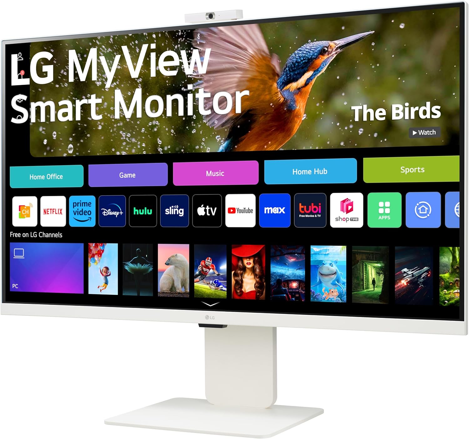 LG  MyView Smart Monitor 32-inch 4K UHD (3840x2160), IPS Display, webOS 23, USB Type-C 90W PD, Built-in FHD Webcam & Speaker, HDR 10, AirPlay 2, Screen Share, Bluetooth, White