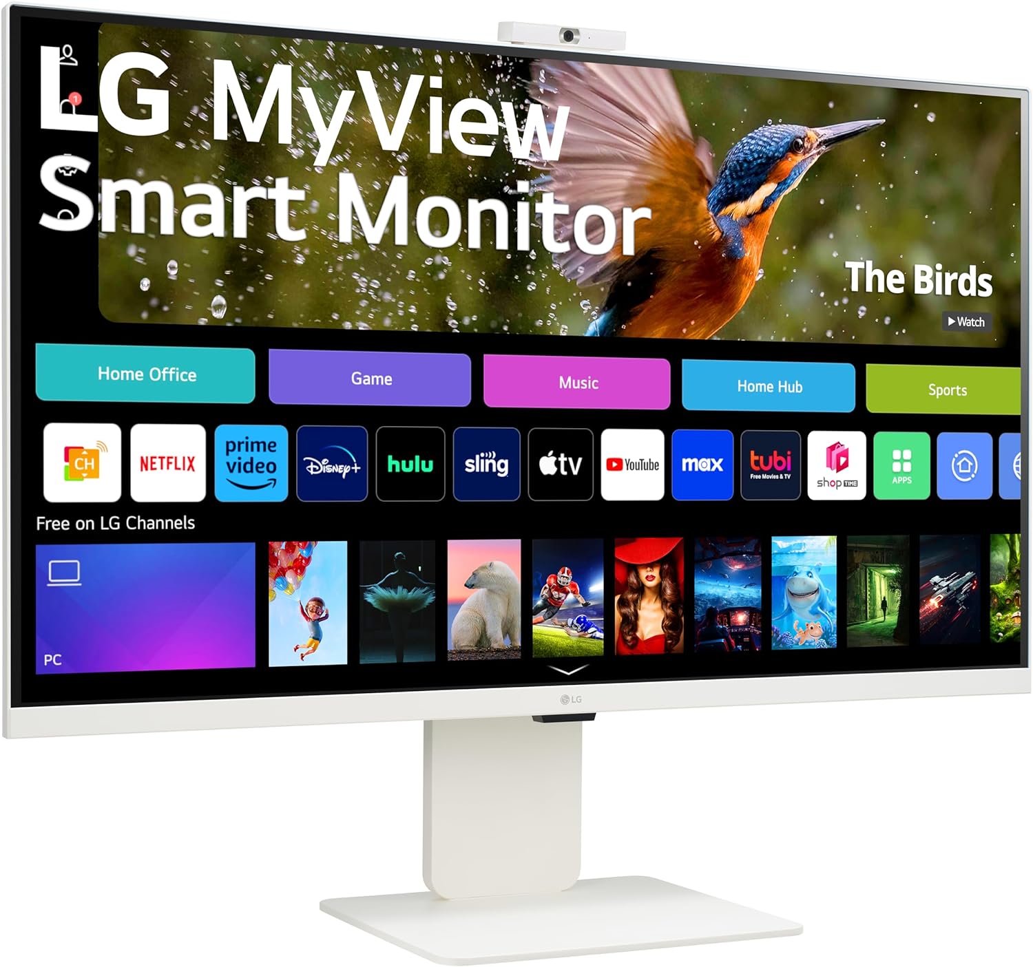 LG  MyView Smart Monitor 32-inch 4K UHD (3840x2160), IPS Display, webOS 23, USB Type-C 90W PD, Built-in FHD Webcam & Speaker, HDR 10, AirPlay 2, Screen Share, Bluetooth, White