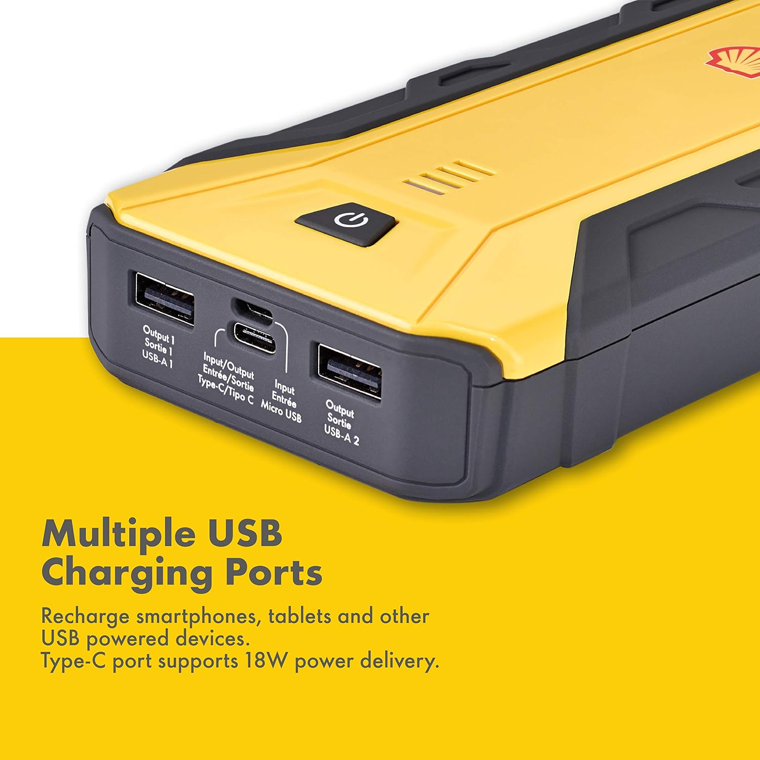 Shell Portable SH912 Jump Starter with USB Fast Charger, LED and SOS Light 800 Amp